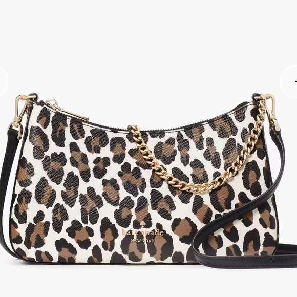 kate spade Handbags - NEW Kate Spade Leopard Print Shoulder Bag with Gold Chain